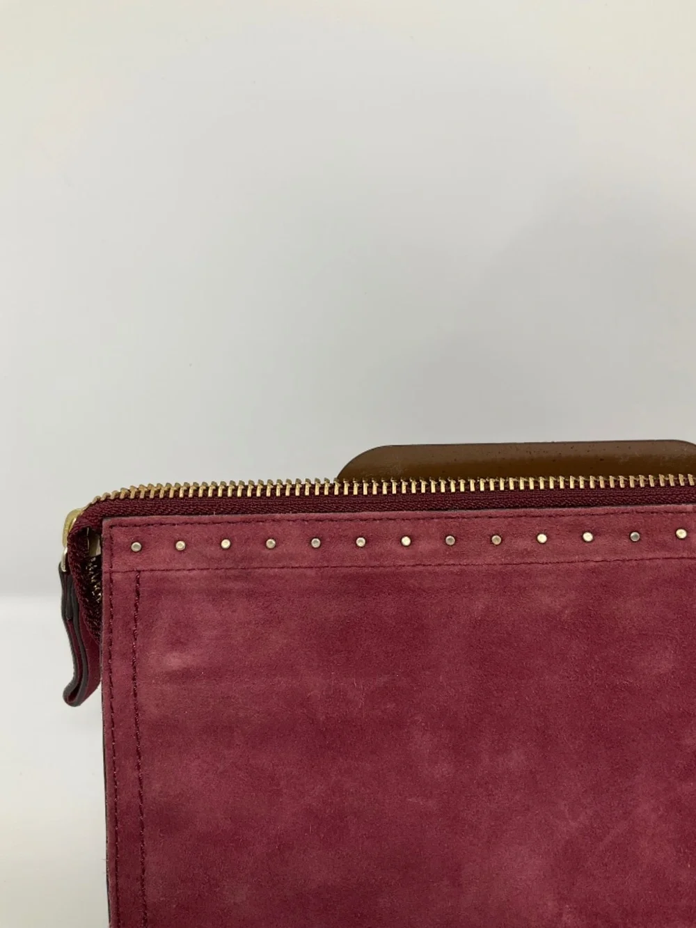 ^NWT Brooks Brothers Kid Soft Suede Wristlet^  Light Burgundy/Maroon